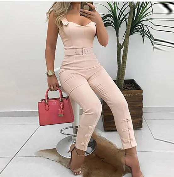 Sleeveless Belt Romper
