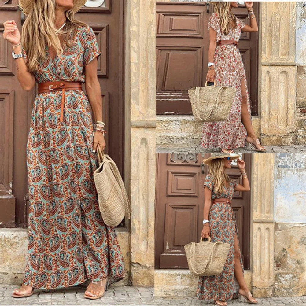 Short Sleeve Paisley Dress