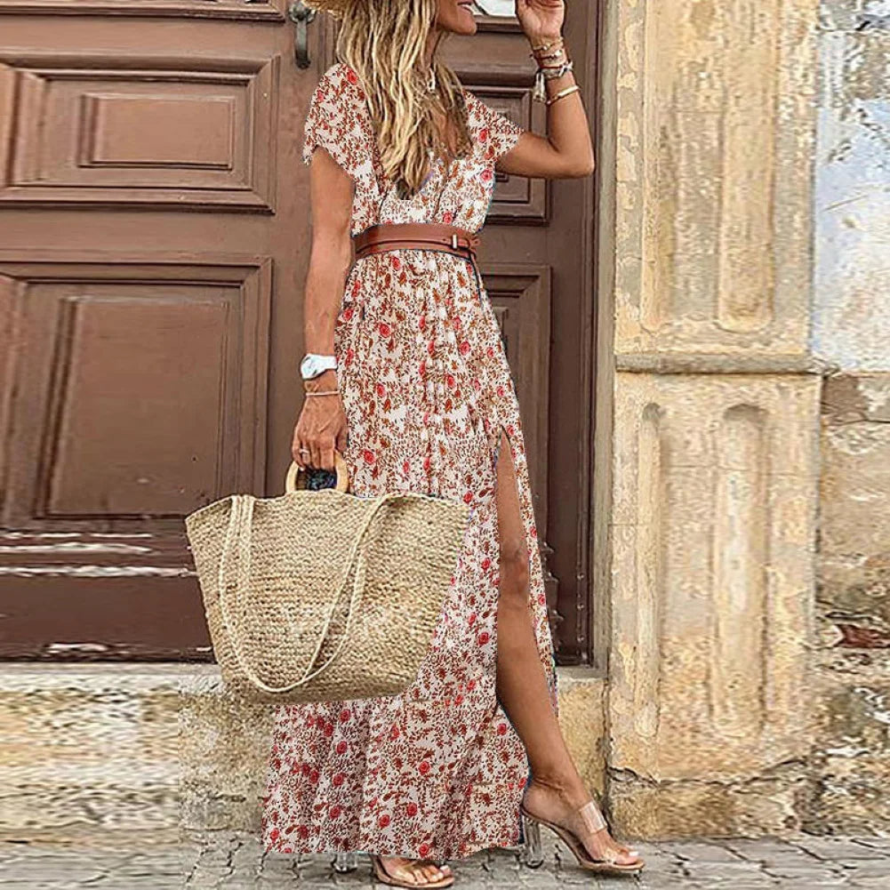 Short Sleeve Paisley Dress