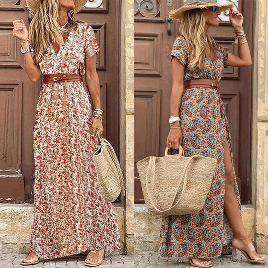 Short Sleeve Paisley Dress